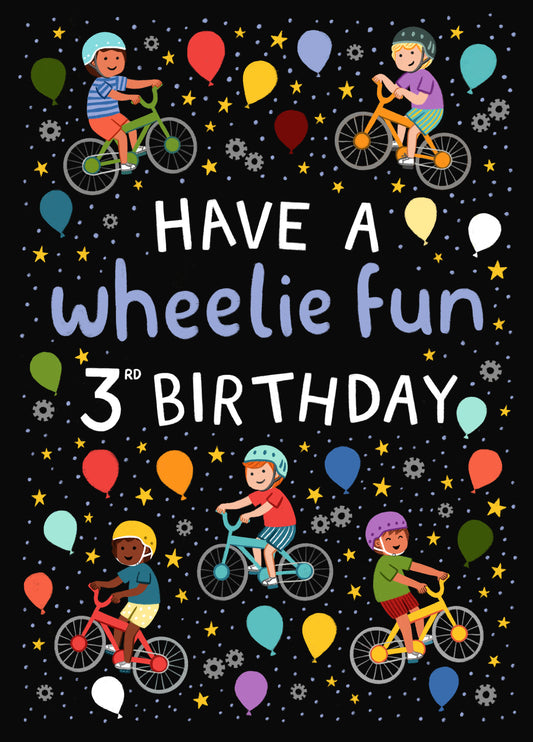 Cute 3rd Birthday Card - Bikes - For Him