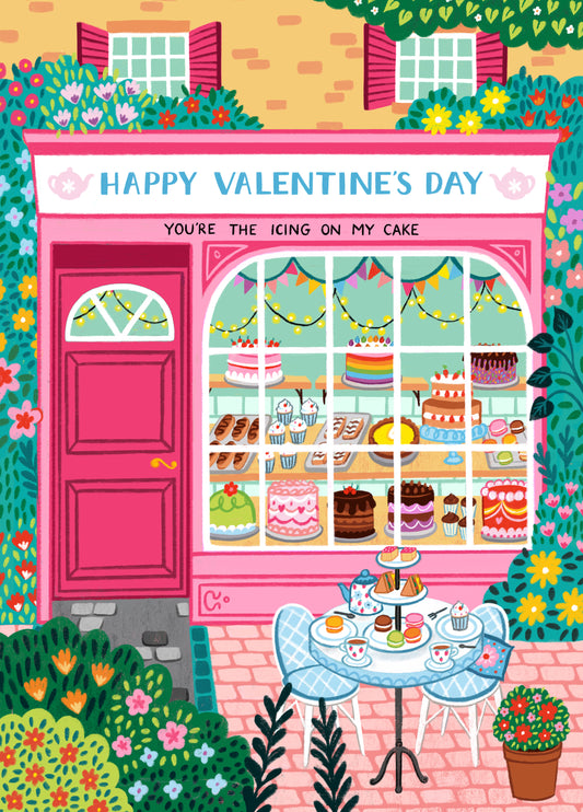 Romantic Patisserie Cake Shop Valentine's Day Card -For Girlfriend, Fiancé, Wife