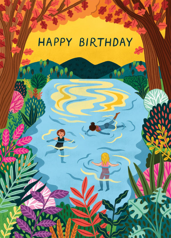Wild Swimming Birthday Card - For Her - Friend