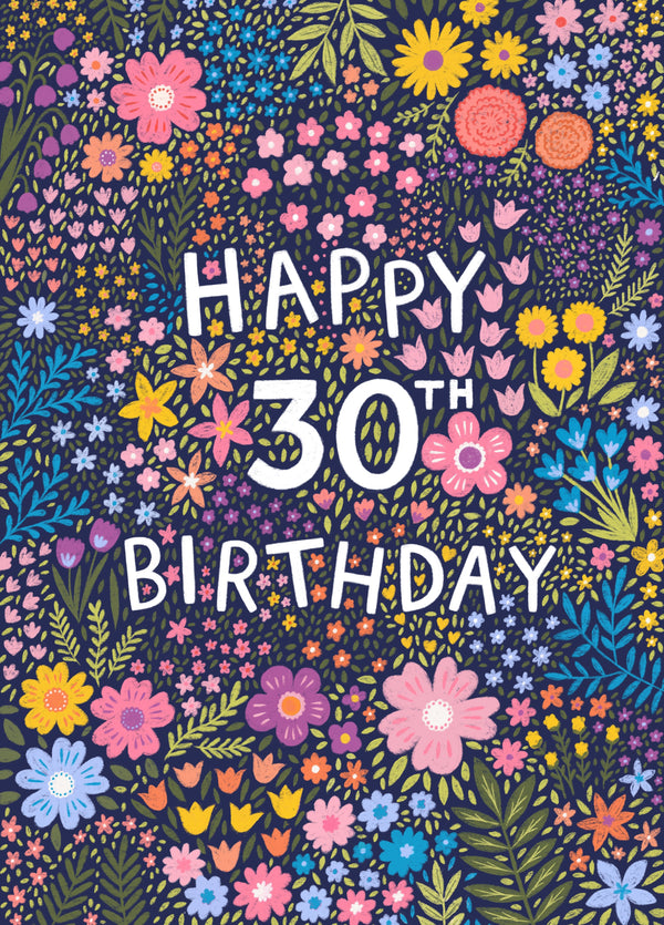 Pretty Birthday Card - Floral 30th