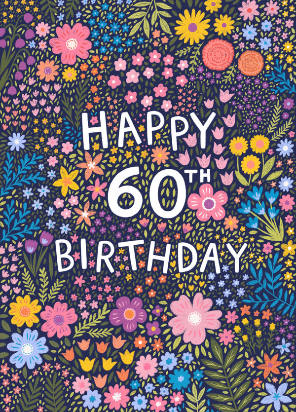 Pretty Birthday Card - Floral 60th