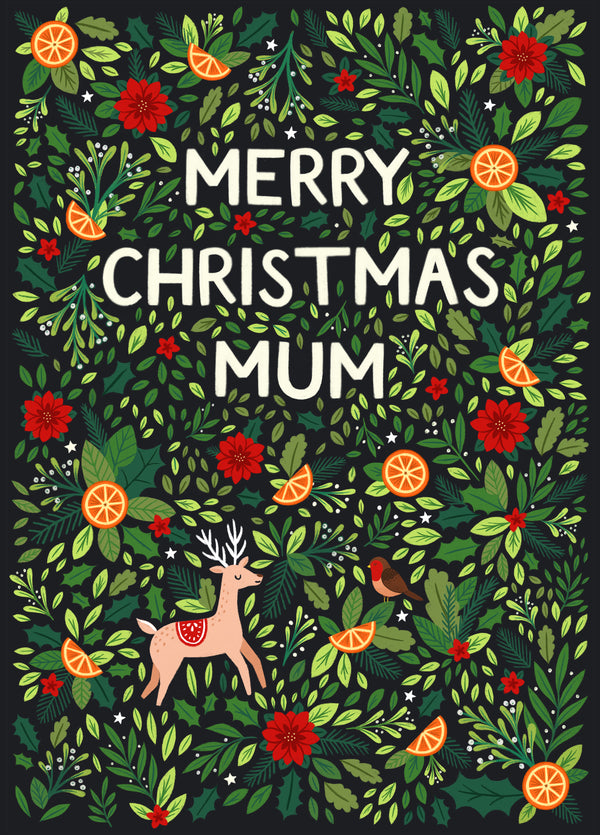 Pretty Christmas Card For Mum