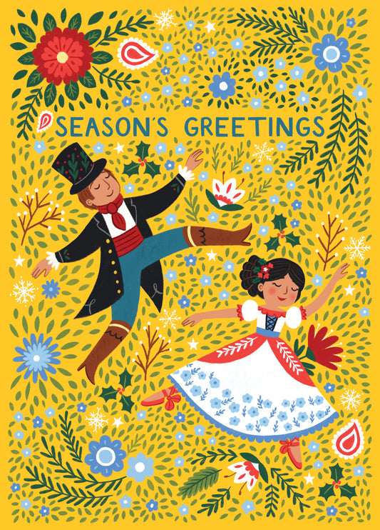 Pretty Christmas Card -Twelve Days Of Christmas - Ladies Dancing & Lords Leaping