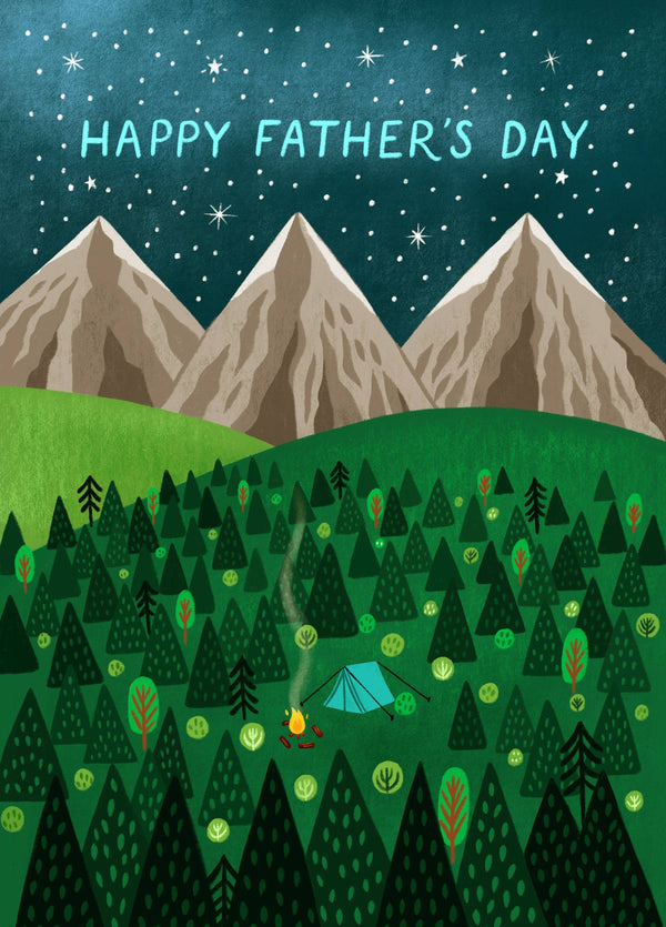 Camping And Mountains Whimsical Father's Day Card