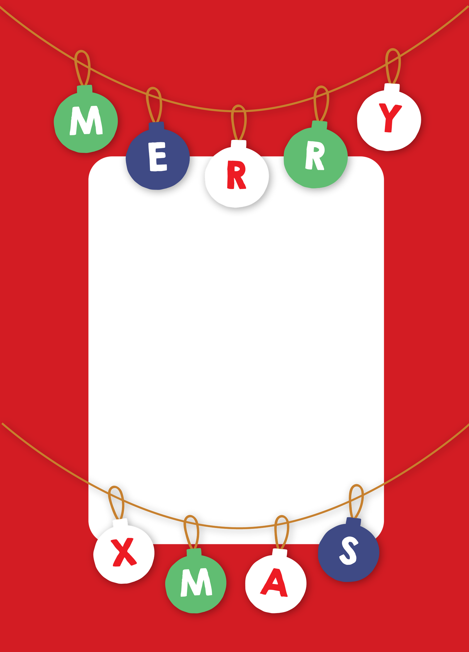 Merry Xmas Baubles Photo Upload Card