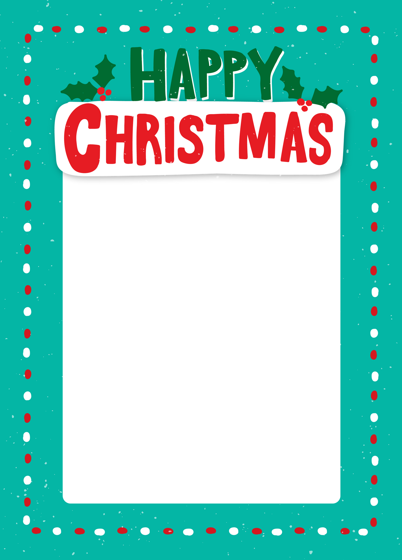 Snow And Holly Xmas Photo Upload Card