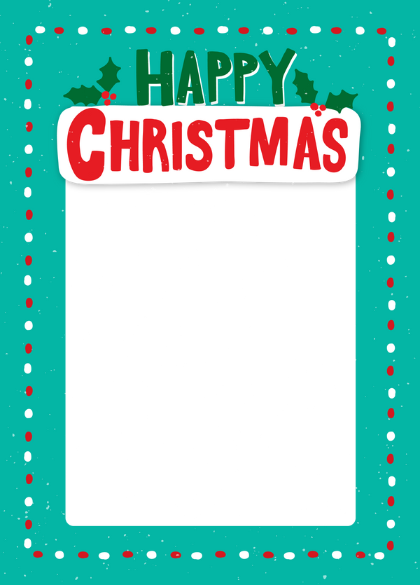 Snow And Holly Xmas Photo Upload Card