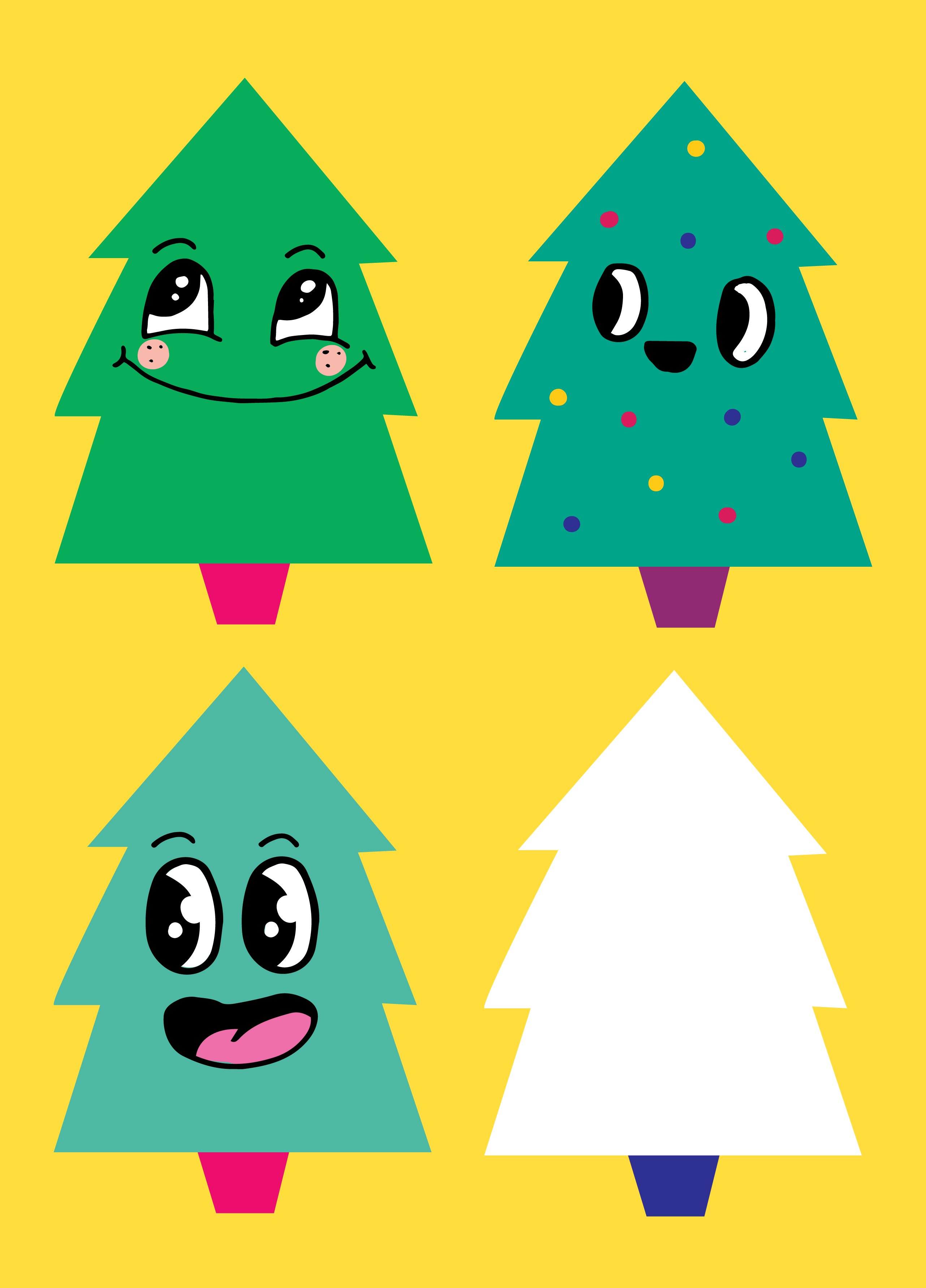 Smiley Xmas Trees Photo Upload Card – Scribbler Cards & Gifts