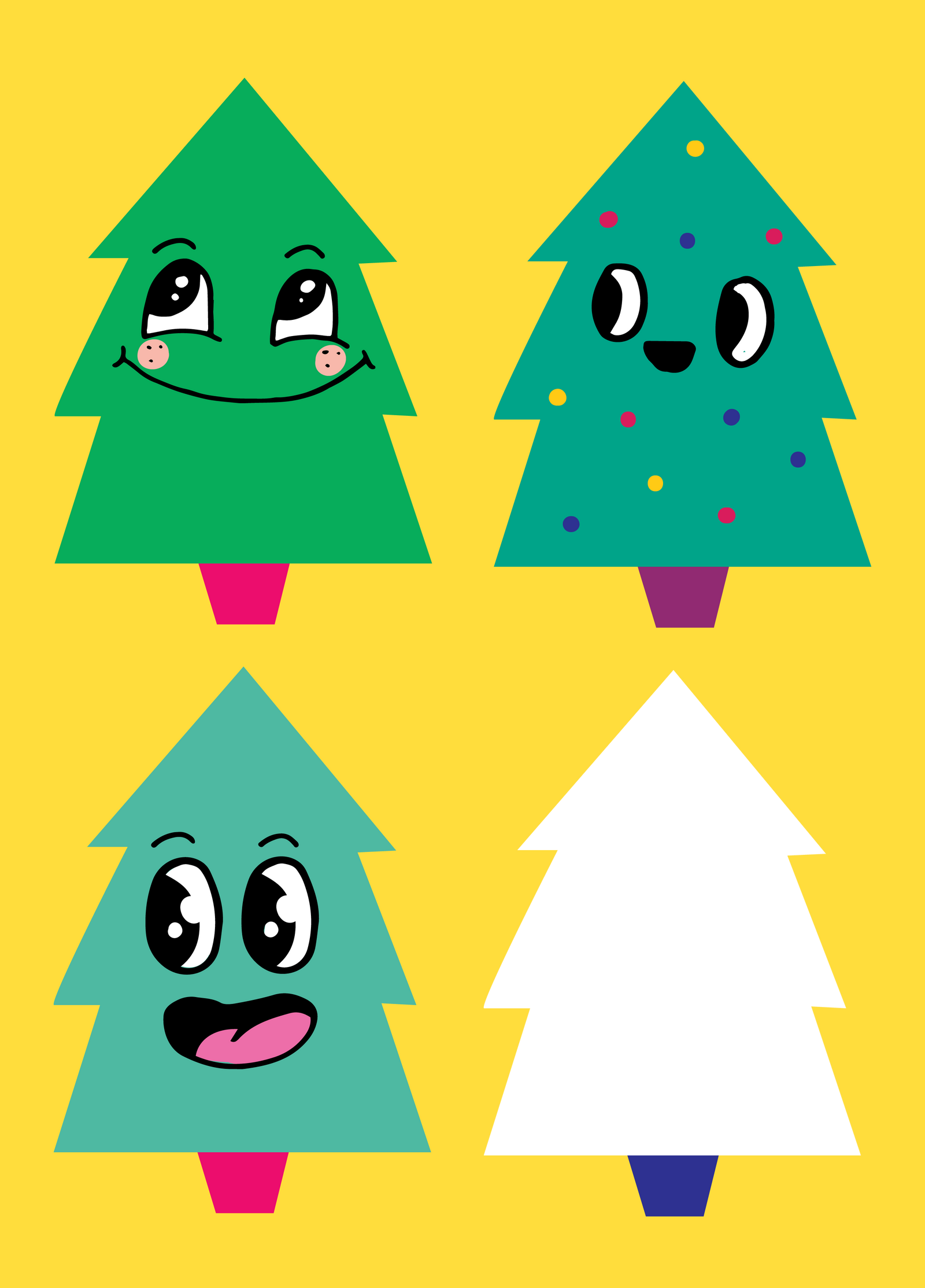 Smiley Xmas Trees Photo Upload Card