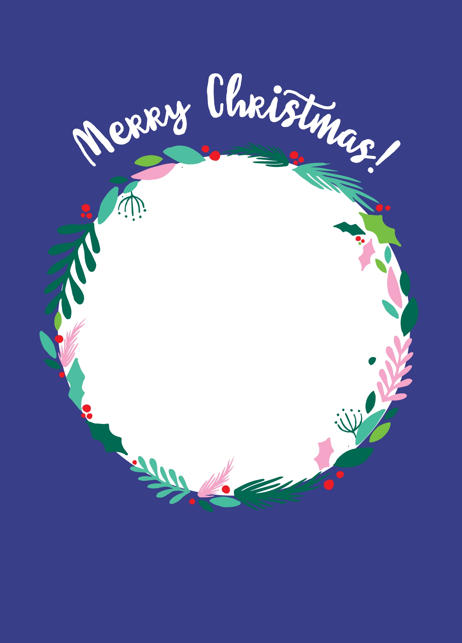Xmas Wreath Frame Photo Upload Card