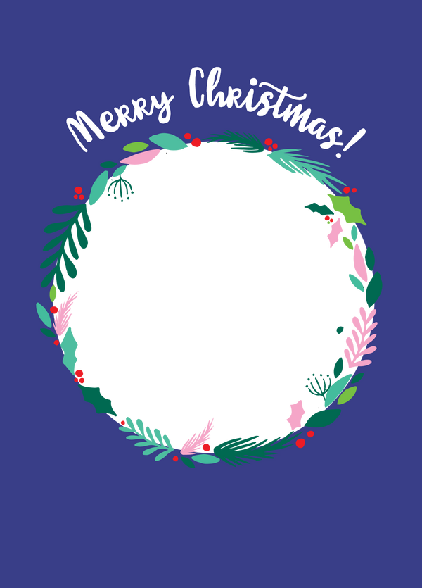 Xmas Wreath Frame Photo Upload Card
