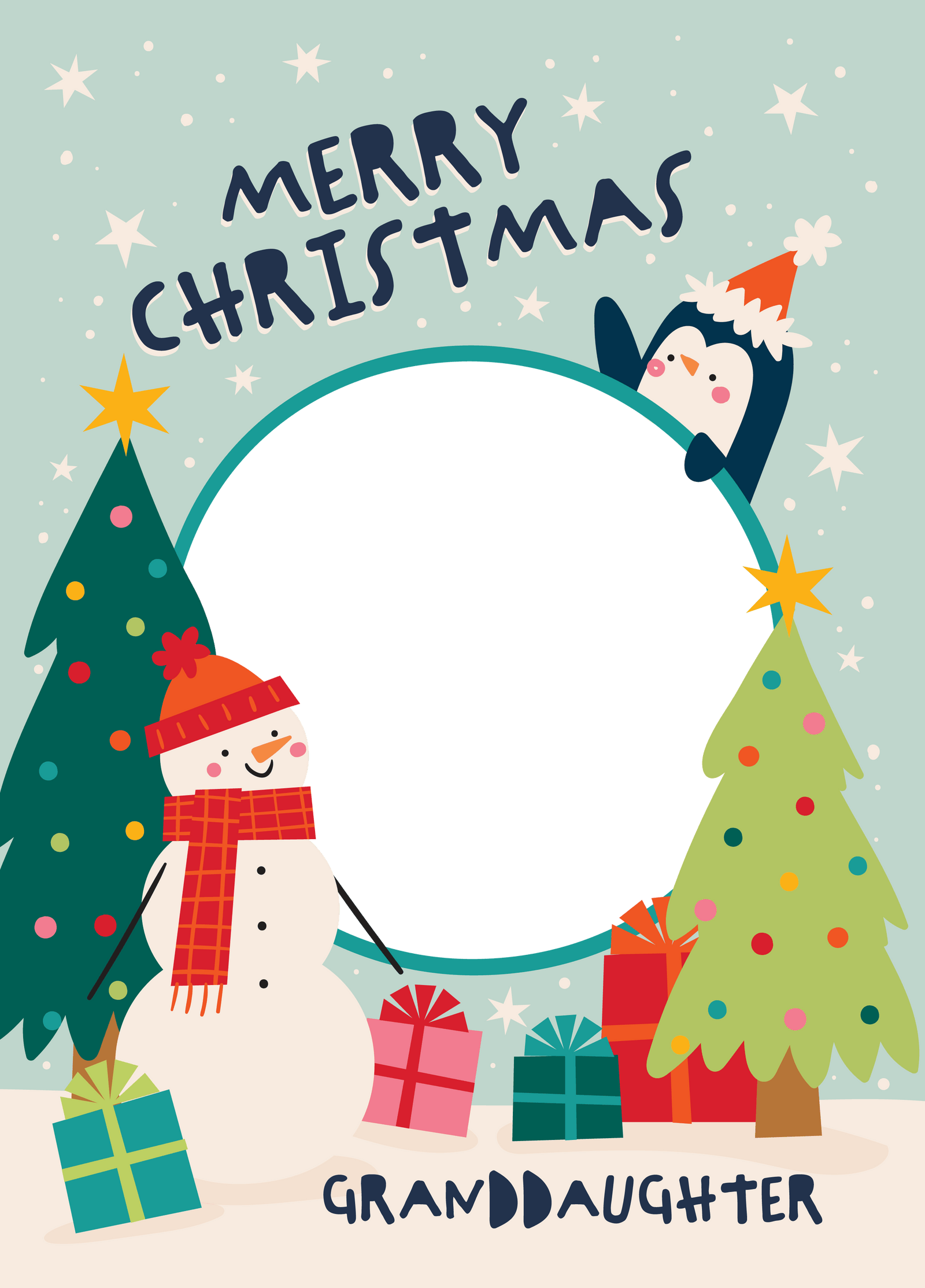 Granddaughter Christmas Scene Photo Upload Card