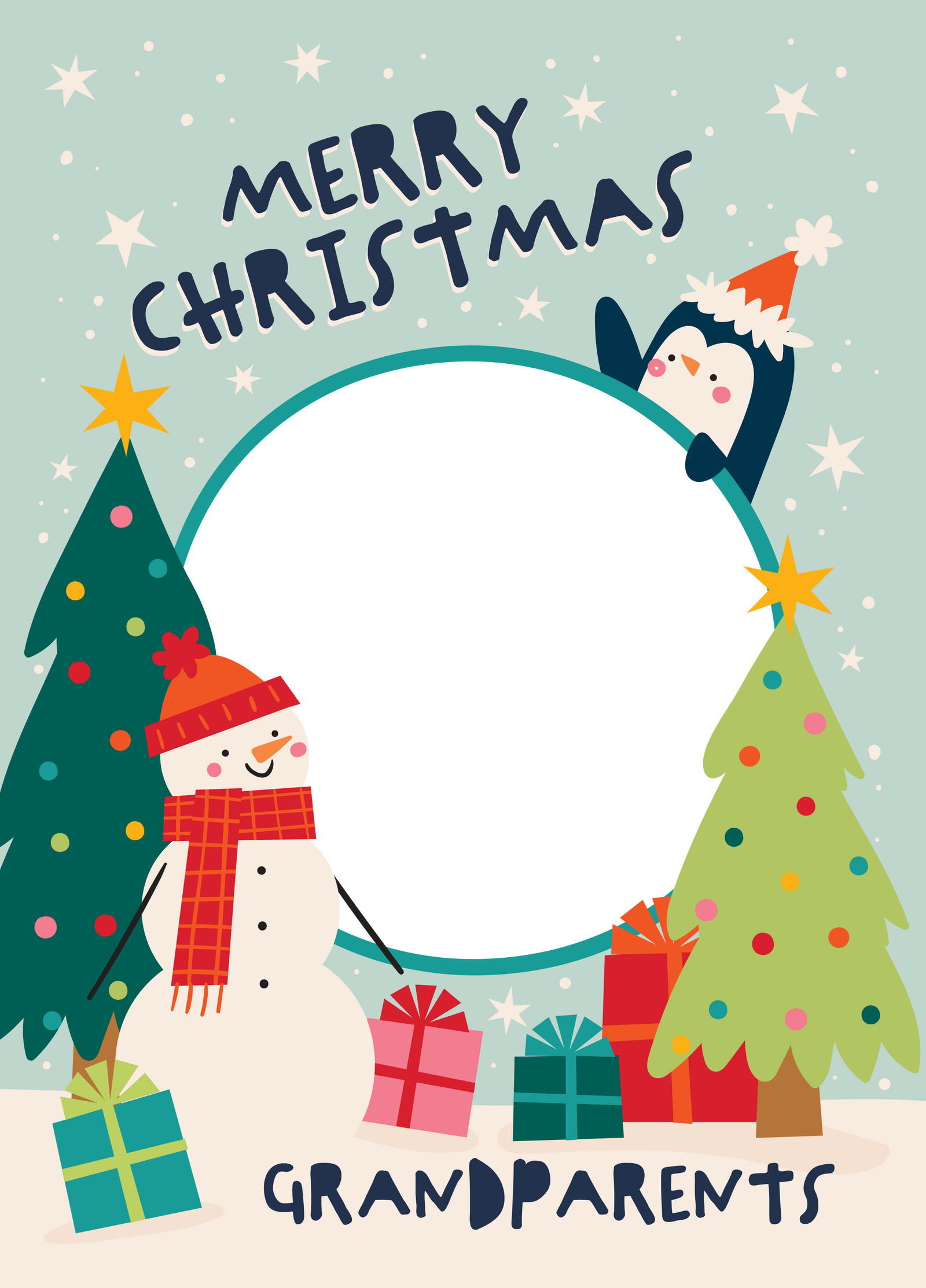 Grandparents Christmas Scene Photo Upload Card