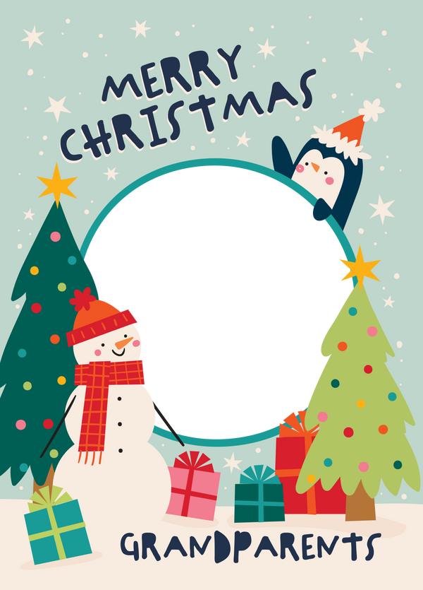 Grandparents Christmas Scene Photo Upload Card
