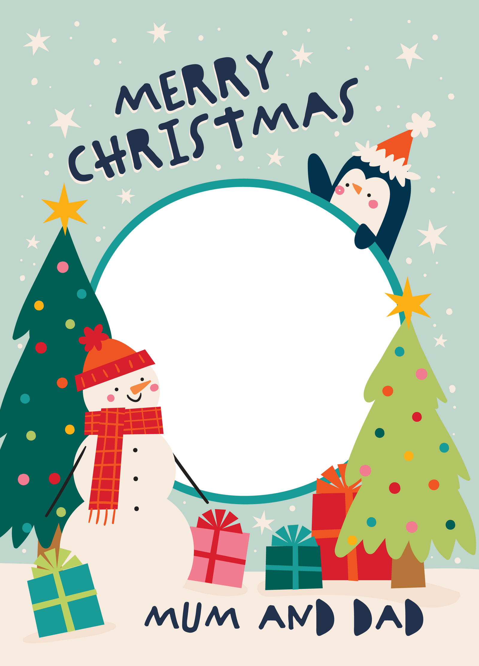 Parents Christmas Scene Photo Upload Card