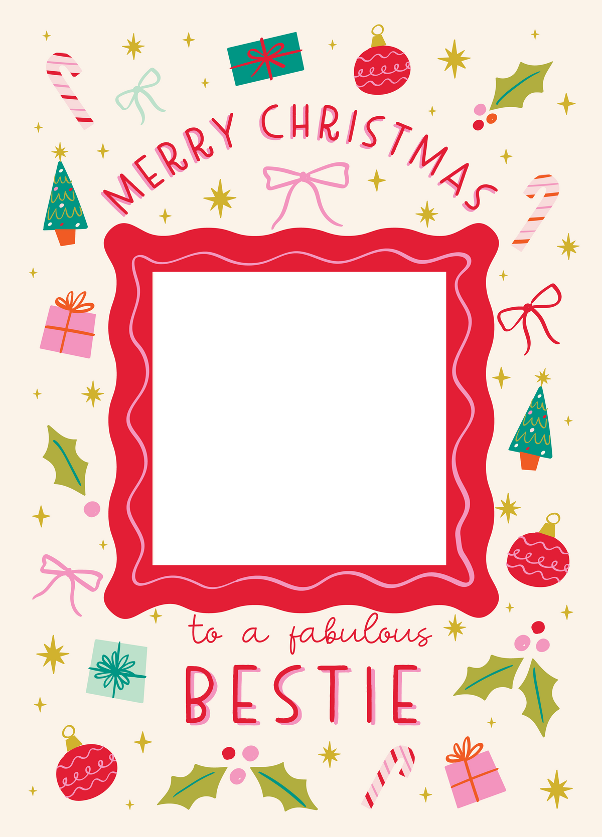 Fabulous Bestie Xmas Icons Photo Upload Card