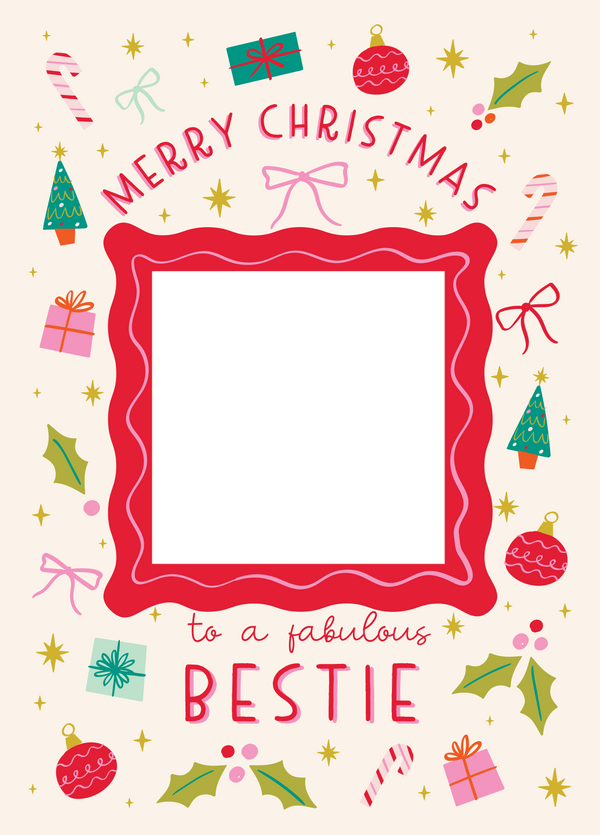 Fabulous Bestie Xmas Icons Photo Upload Card