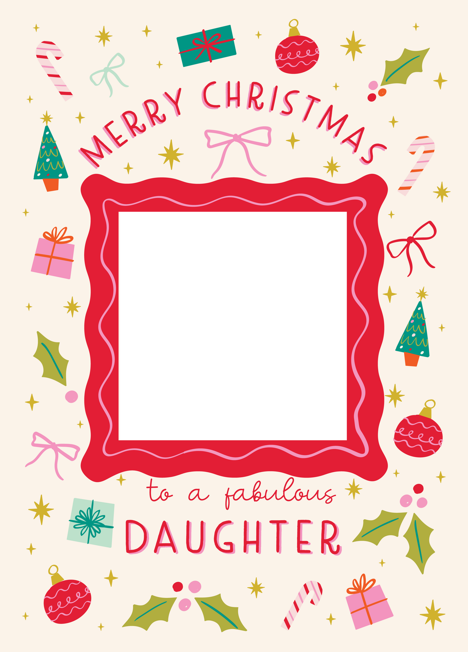 Fabulous Daughter Xmas Icons Photo Upload Card