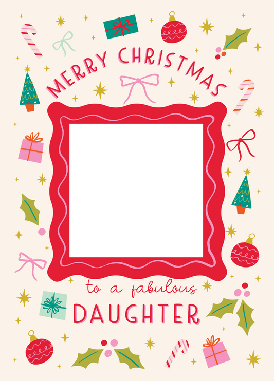 Fabulous Daughter Xmas Icons Photo Upload Card
