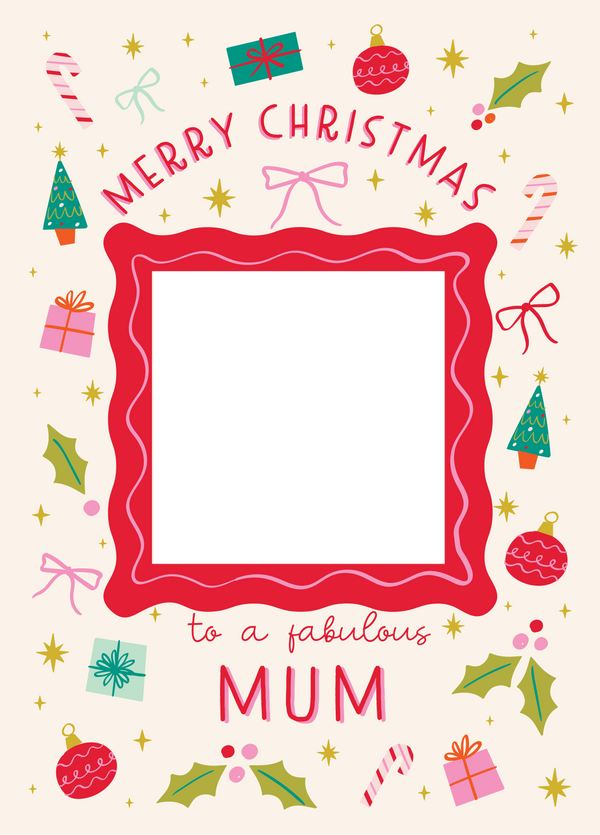 Fabulous Mum Xmas Icons Photo Upload Card