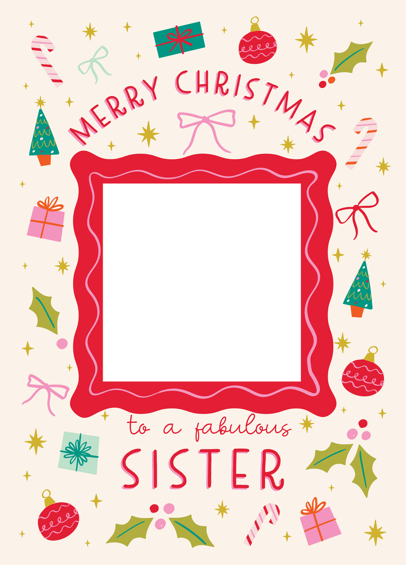 Fabulous Sister Xmas Icons Photo Upload Card