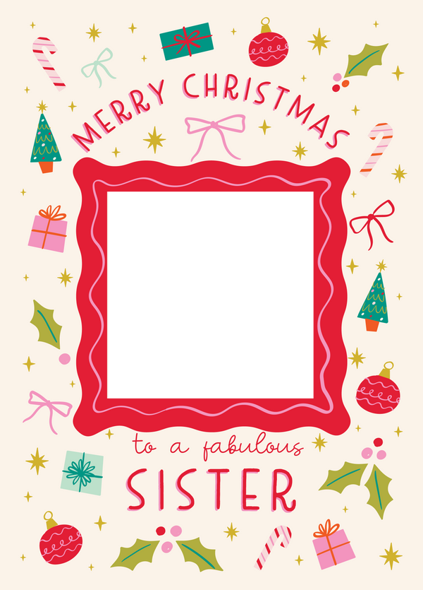 Fabulous Sister Xmas Icons Photo Upload Card