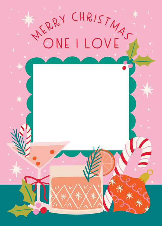 One I Love Festive Drinks Photo Upload Card