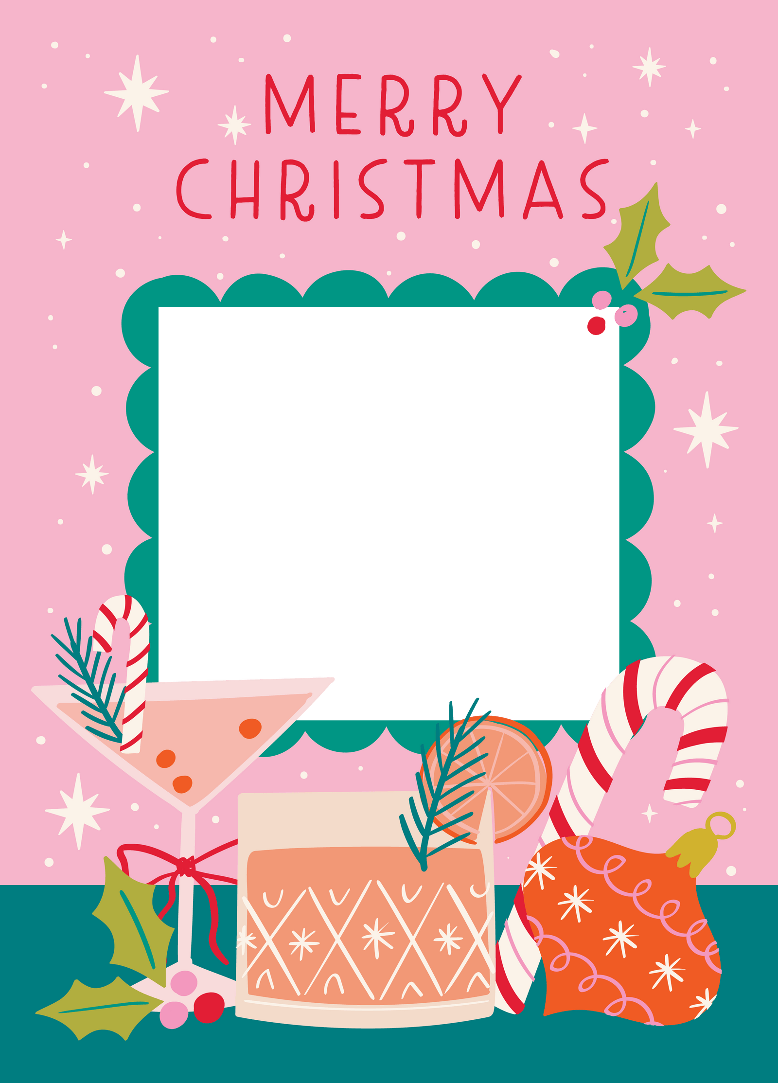 Festive Drinks Photo Upload Card