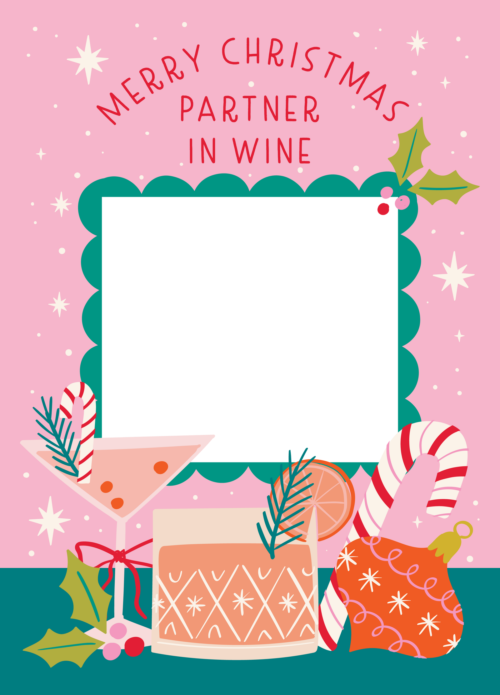 Partner In Wine Festive Drinks Photo Upload Card