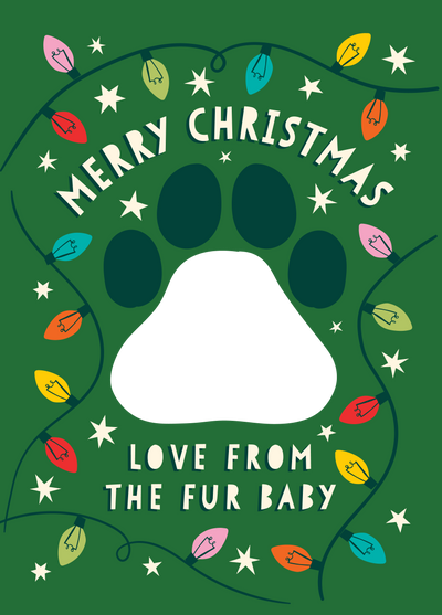 Fur Baby Paw Xmas Photo Upload Card