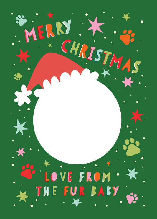 Fur Baby Hat Xmas Photo Upload Card