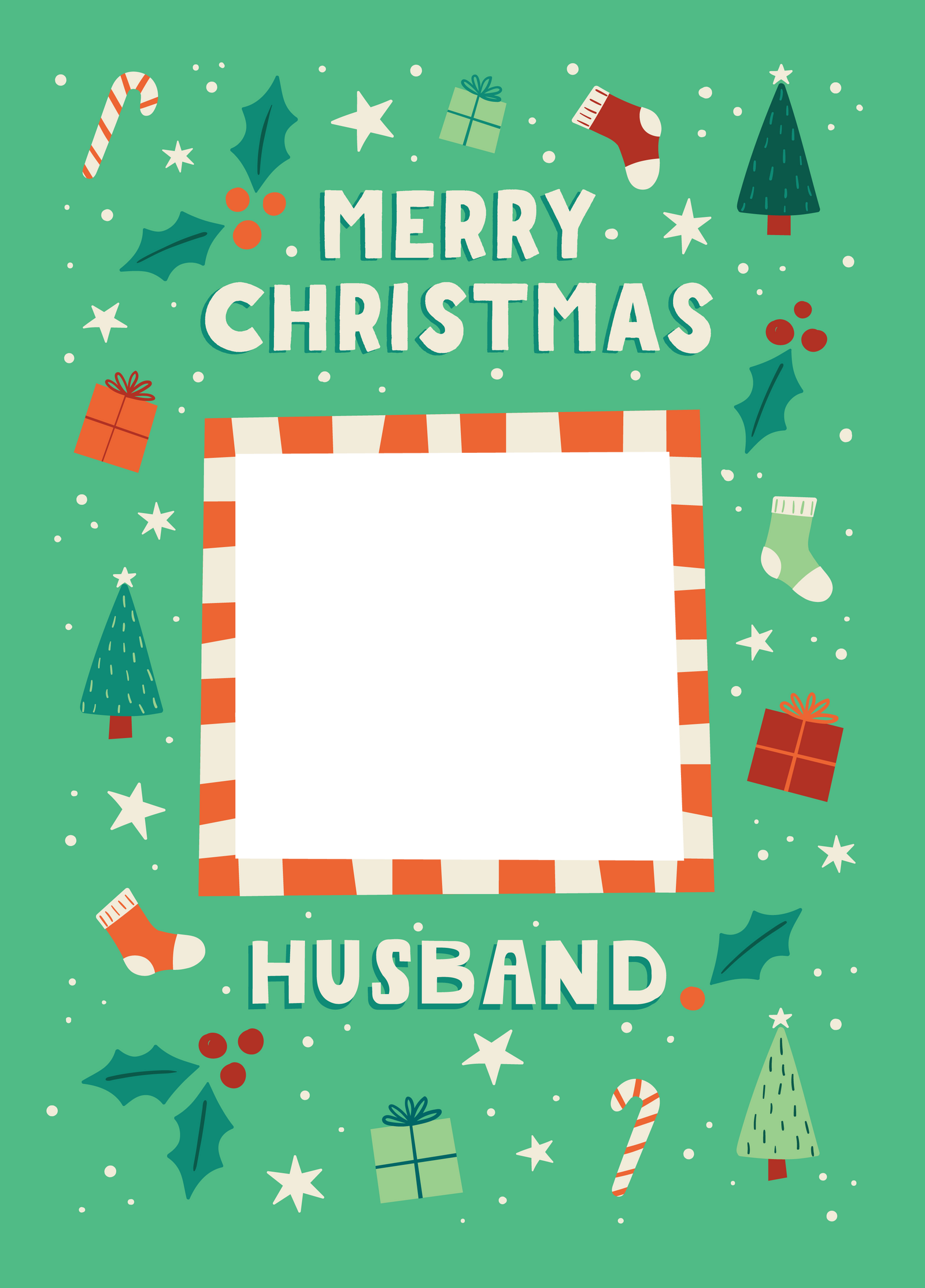 Husband Xmas Icons Photo Upload Card