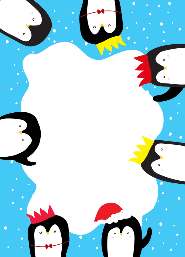 Snowy Penguins Xmas Photo Upload Card