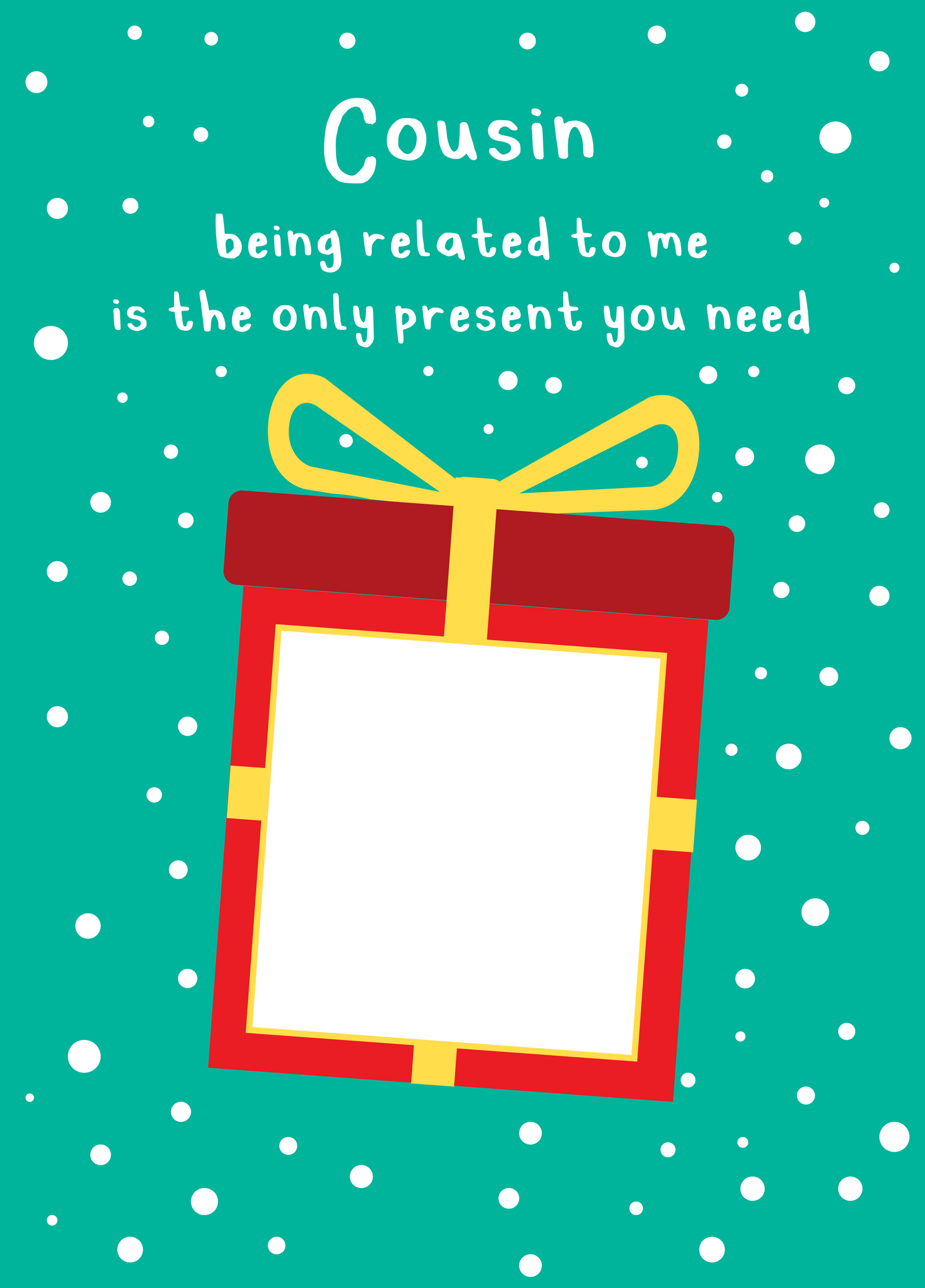 Cousin Xmas Present Photo Upload Card