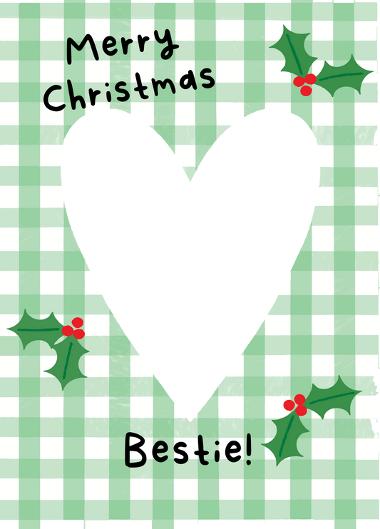 Bestie Heart Xmas Photo Upload Card