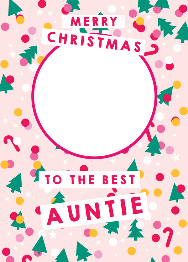 Auntie Christmas Confetti Photo Upload Card