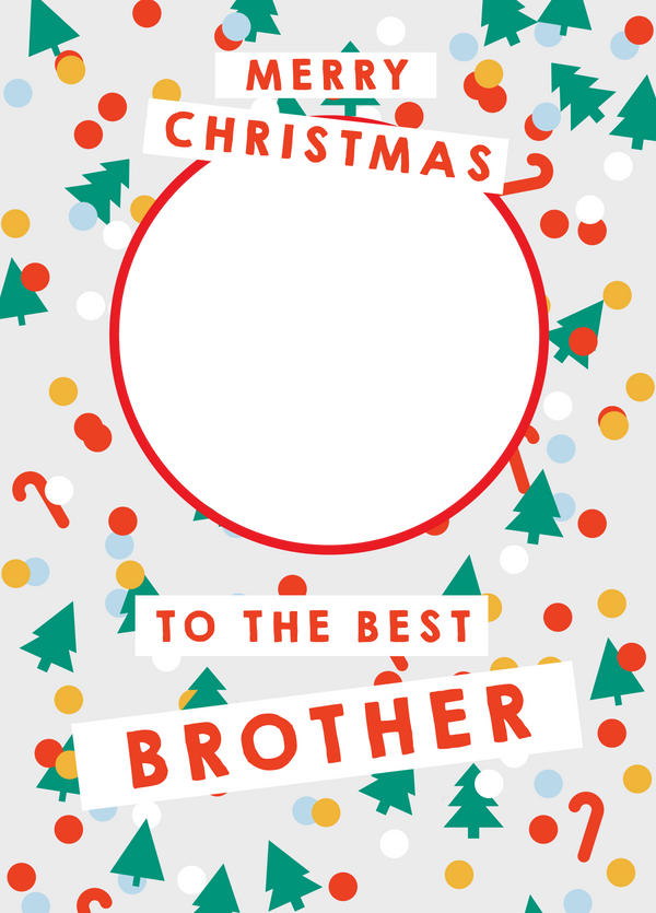 Brother Christmas Confetti Photo Upload Card
