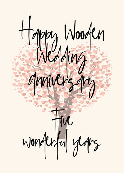 Five Wonderful Years Anniversary Card