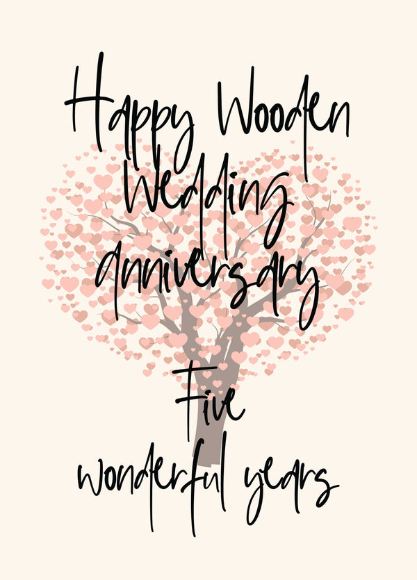Five Wonderful Years Anniversary Card