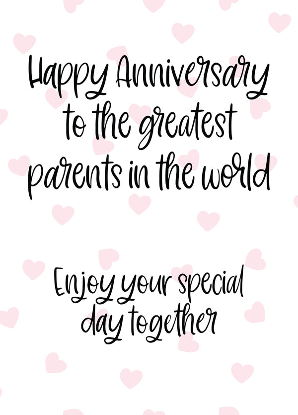 Anniversary: Greatest Parents In The World Card