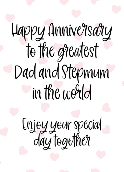 Anniversary: Greatest Dad And Stepmum In The World Card