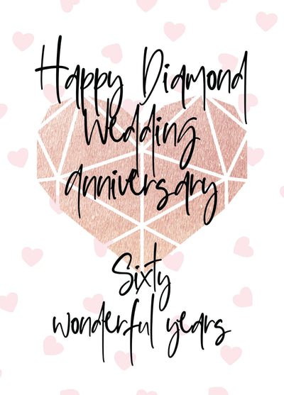 Diamond (60th) Anniversary Card - Sixty Wonderful Years Card