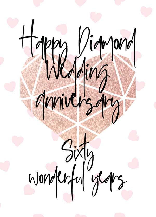 Diamond (60th) Anniversary Card - Sixty Wonderful Years Card