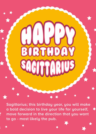 Happy Birthday Sagittarius, Let's Go To The Pub Card