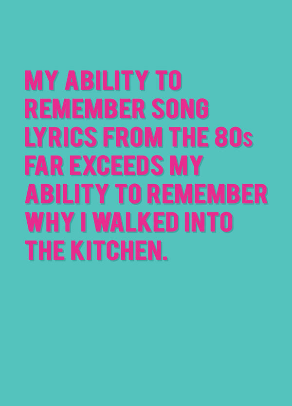 Lyrics From The 80s Card