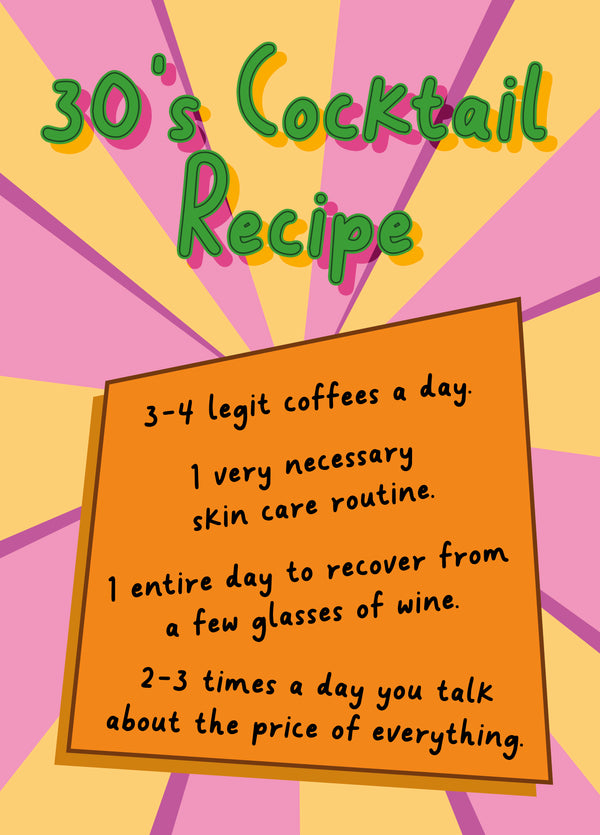 30's Life Cocktail Birthday Card