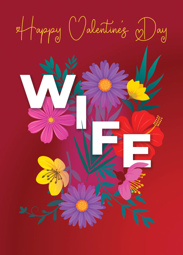 Flowers For Wife Valentine's Day Card