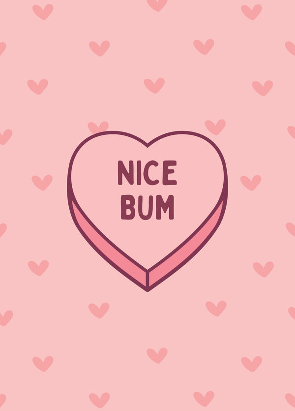Nice Bum Candy Love Heart Card