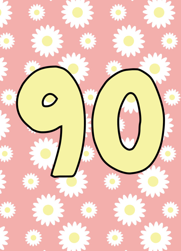 Floral 90th Birthday Card