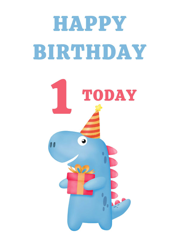 Happy Birthday - One Today Dinosaur Card